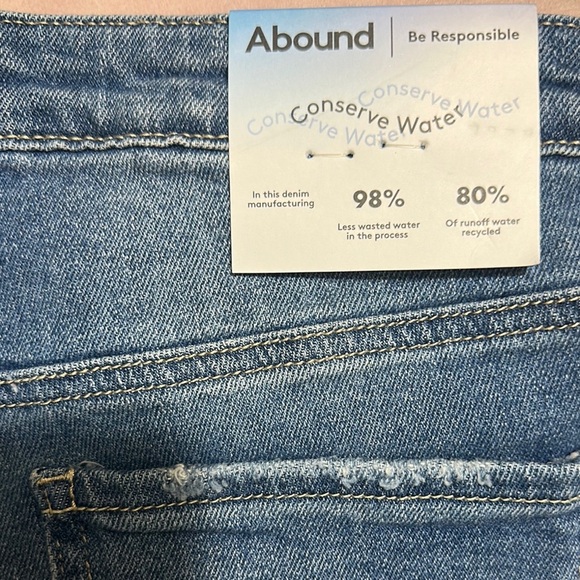 Abound Blue Jean Shorts High-Waisted Frayed Hem - Picture 5 of 8